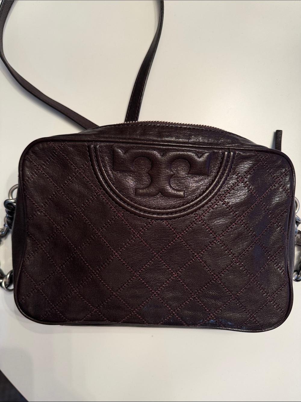 Tory Burch Quilted Logo Leather Crossbody